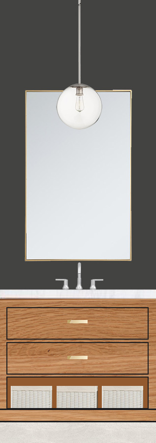 free house design software with photoshop - wood vanity with black wall powder room